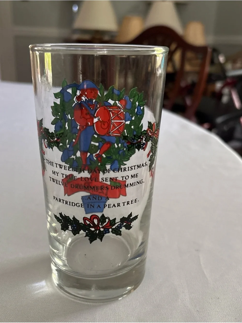 USA Vintage Indiana Glass 12 Days Christmas 12 Drummers Drumming